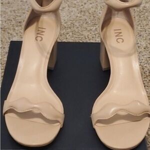 INC International Concepts Tan Heeled Sandals with Ankle Strap